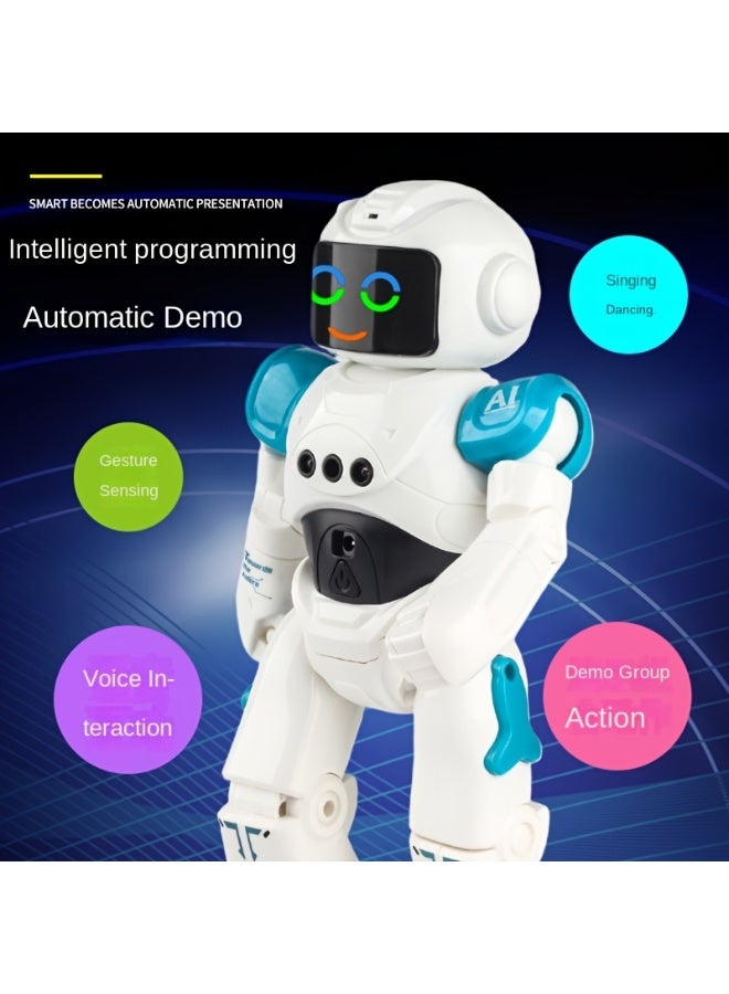 Cady لعبة الروبوت الذكي للأطفال مع التحكم بالإيماءات أو جهاز التحكم عن بعد | روبوت غنائي راقص قابل لإعادة الشحن | رفيق تفاعلي تعليمي للأولاد والبنات | تصميم مستوحى من رواد الفضاء باللونين الأبيض والأزرق | هدية ذكية ومثالية للأطفال - Image 5